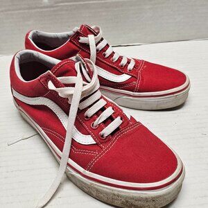 Vans Old Skool Red White Sneaker Shoes 7 Men 8.5 Women 39 Europe #721356